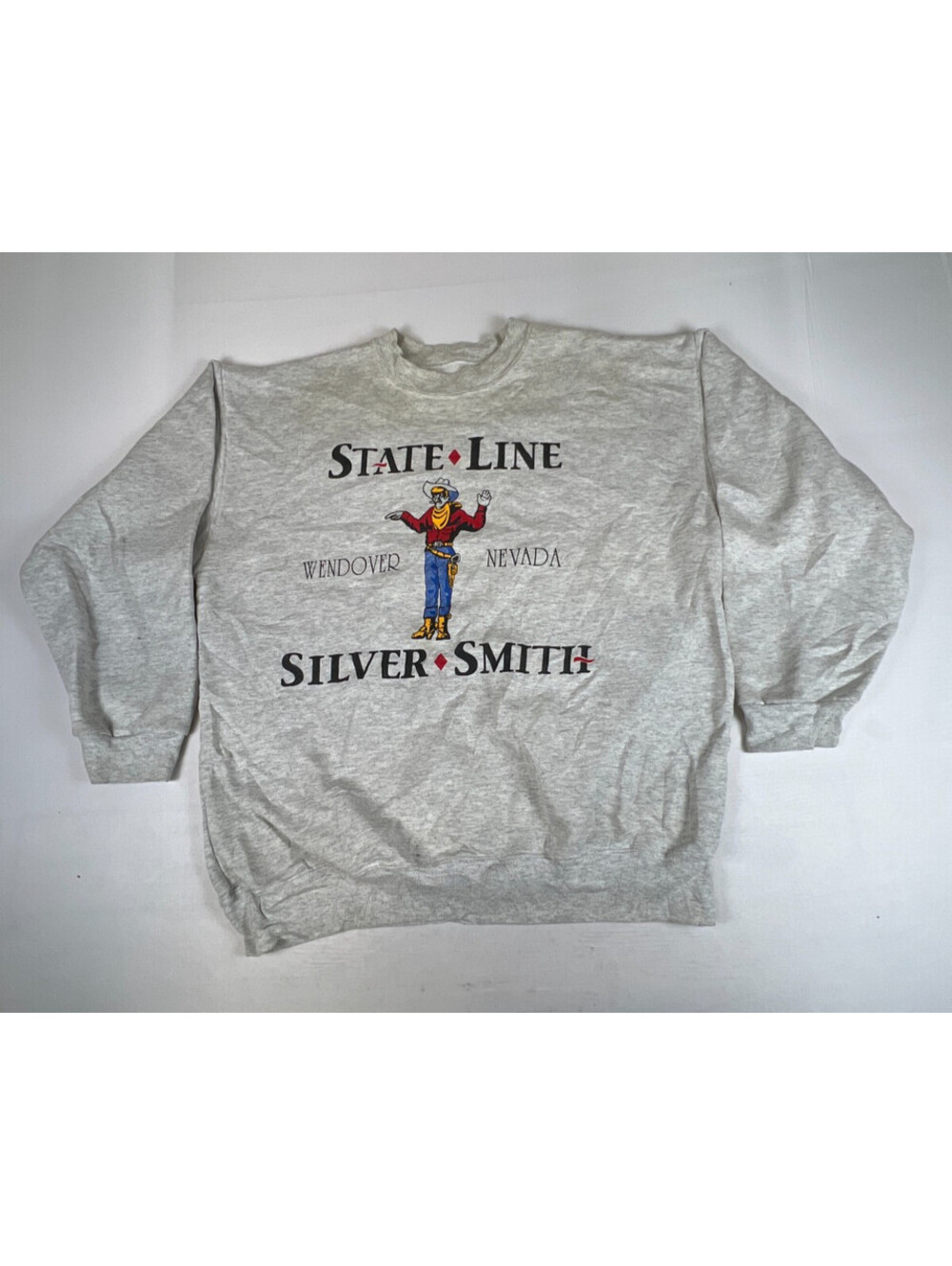 Dodger Men L Sweatshirt Gray State Line Silver Smith Wendover Nevada Made in USA